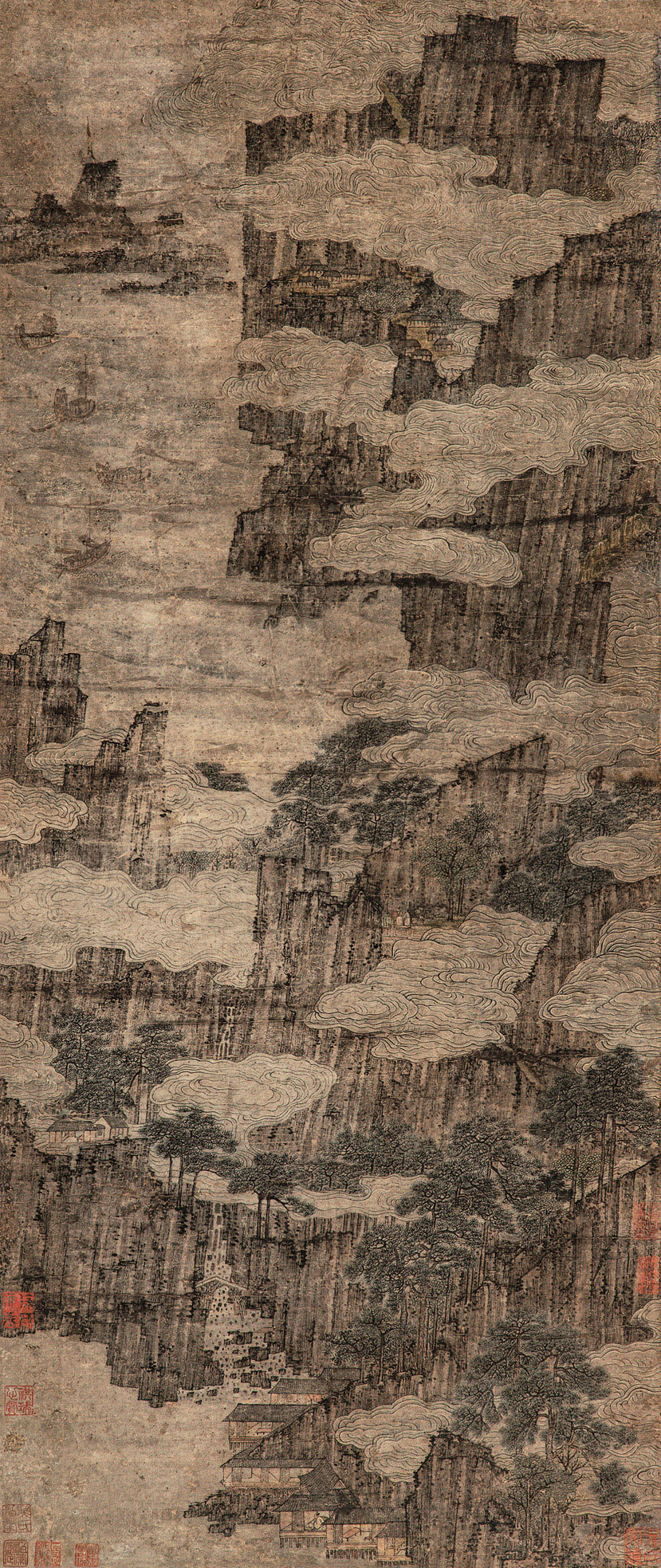 雲山圖 立軸 設色紙本