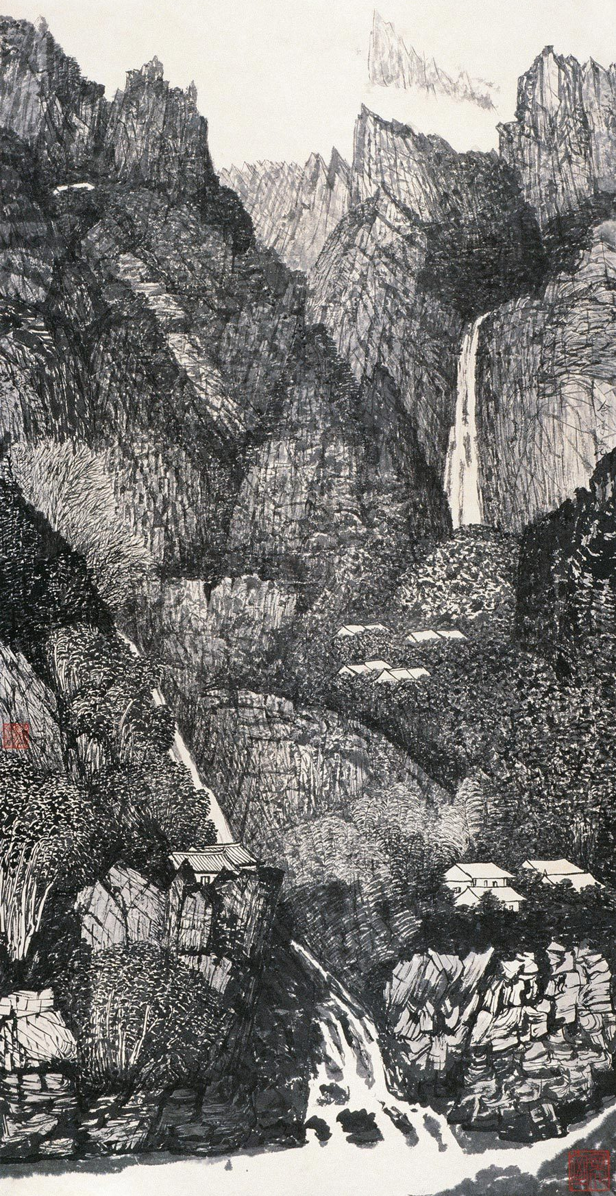 山水 立軸 水墨紙本
