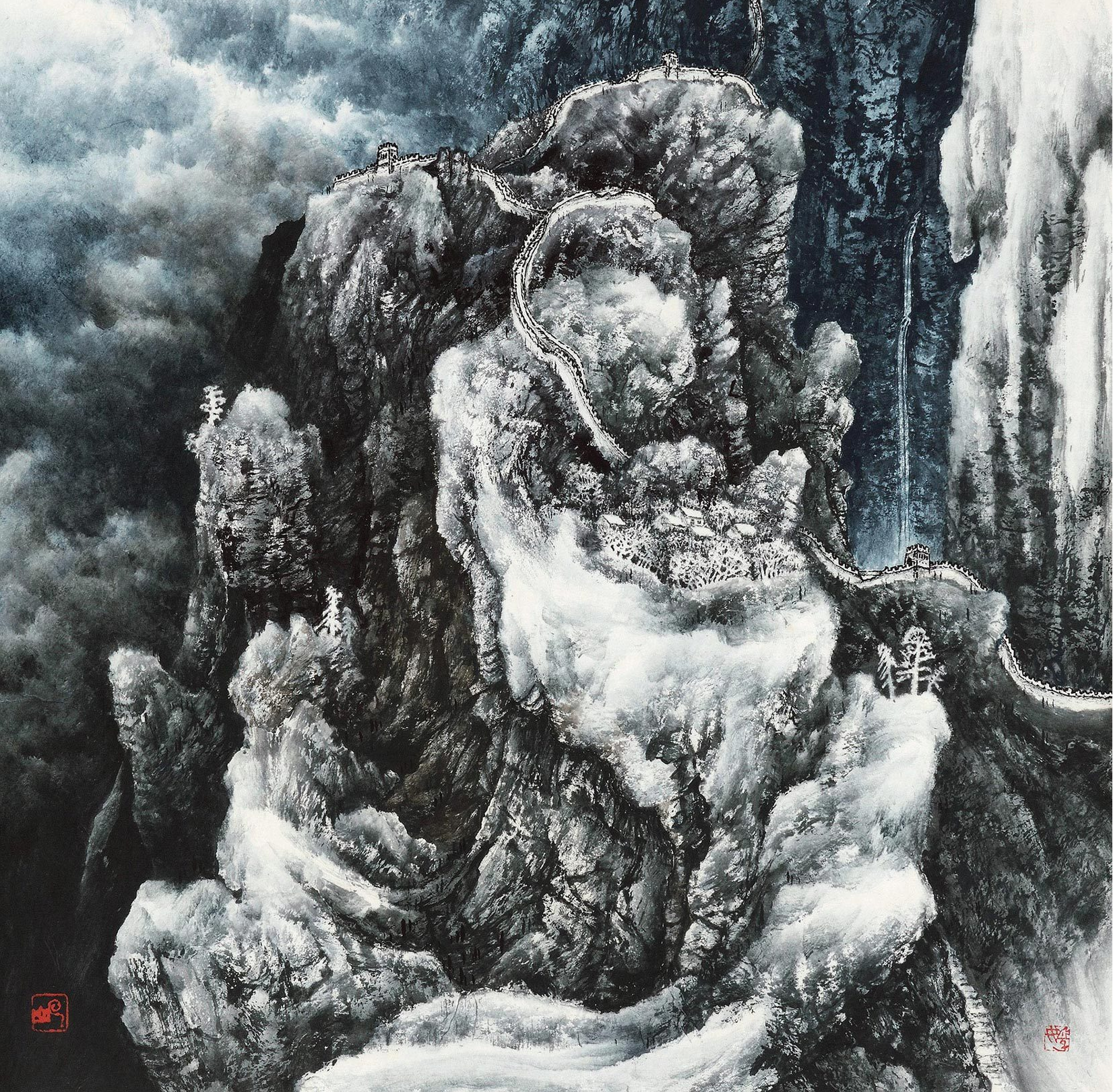 2010年作 悠居千山雪 鏡心 設色紙本