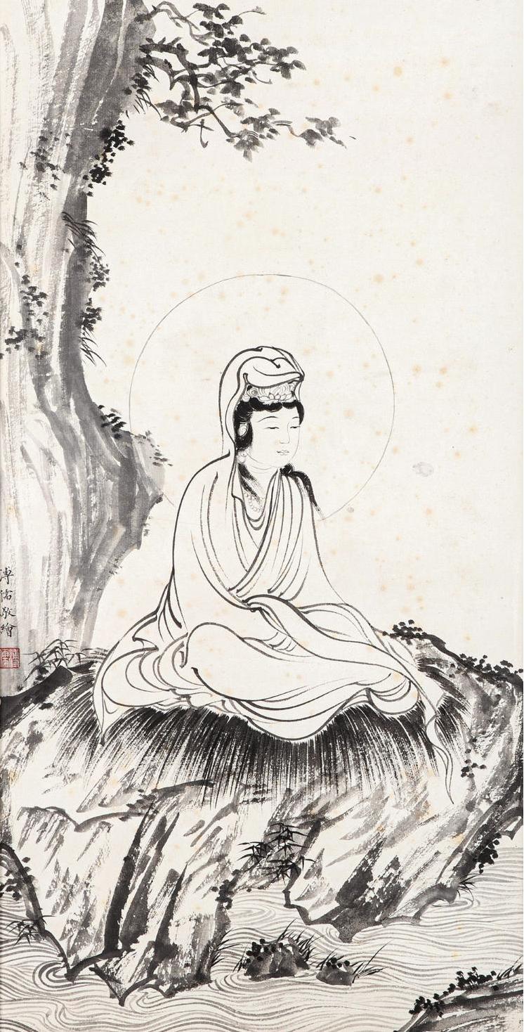 溥儒（1896～1963） 水墨觀音 鏡心 水墨紙本