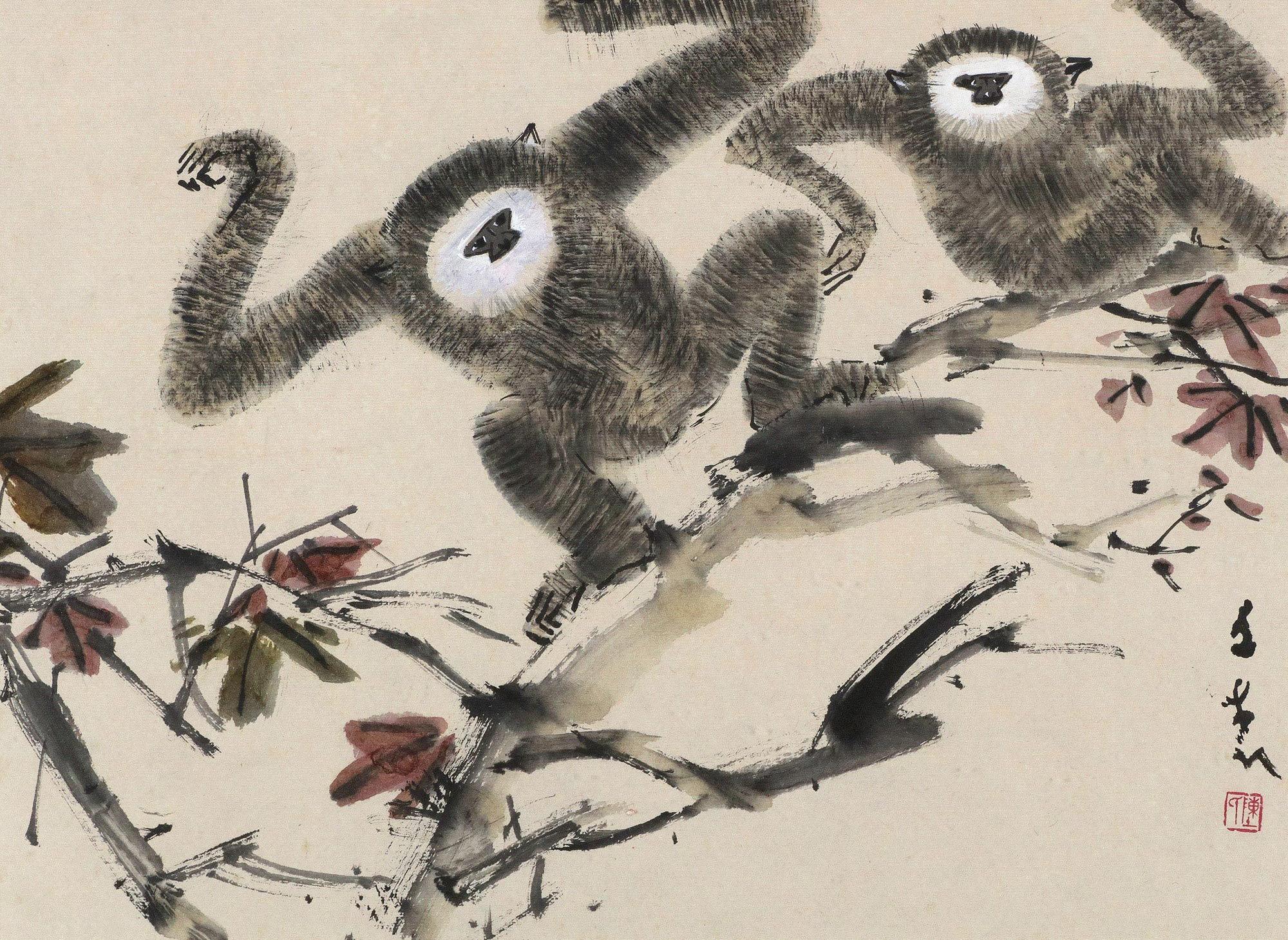 陈文希（1906～1992） 双猿 镜心 设色纸本