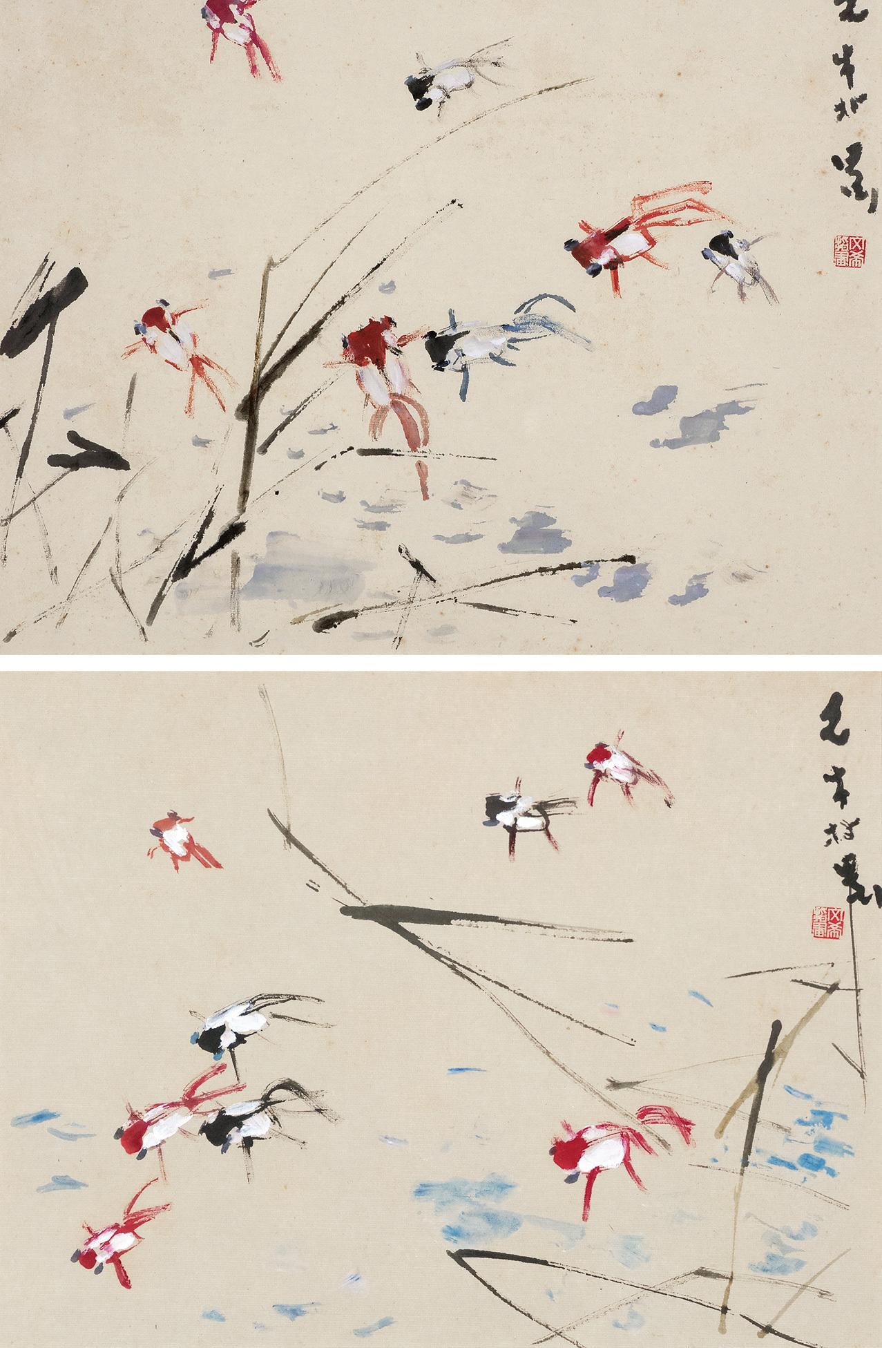陈文希（1906～1992） 金鱼 （二帧） 镜心 设色纸本