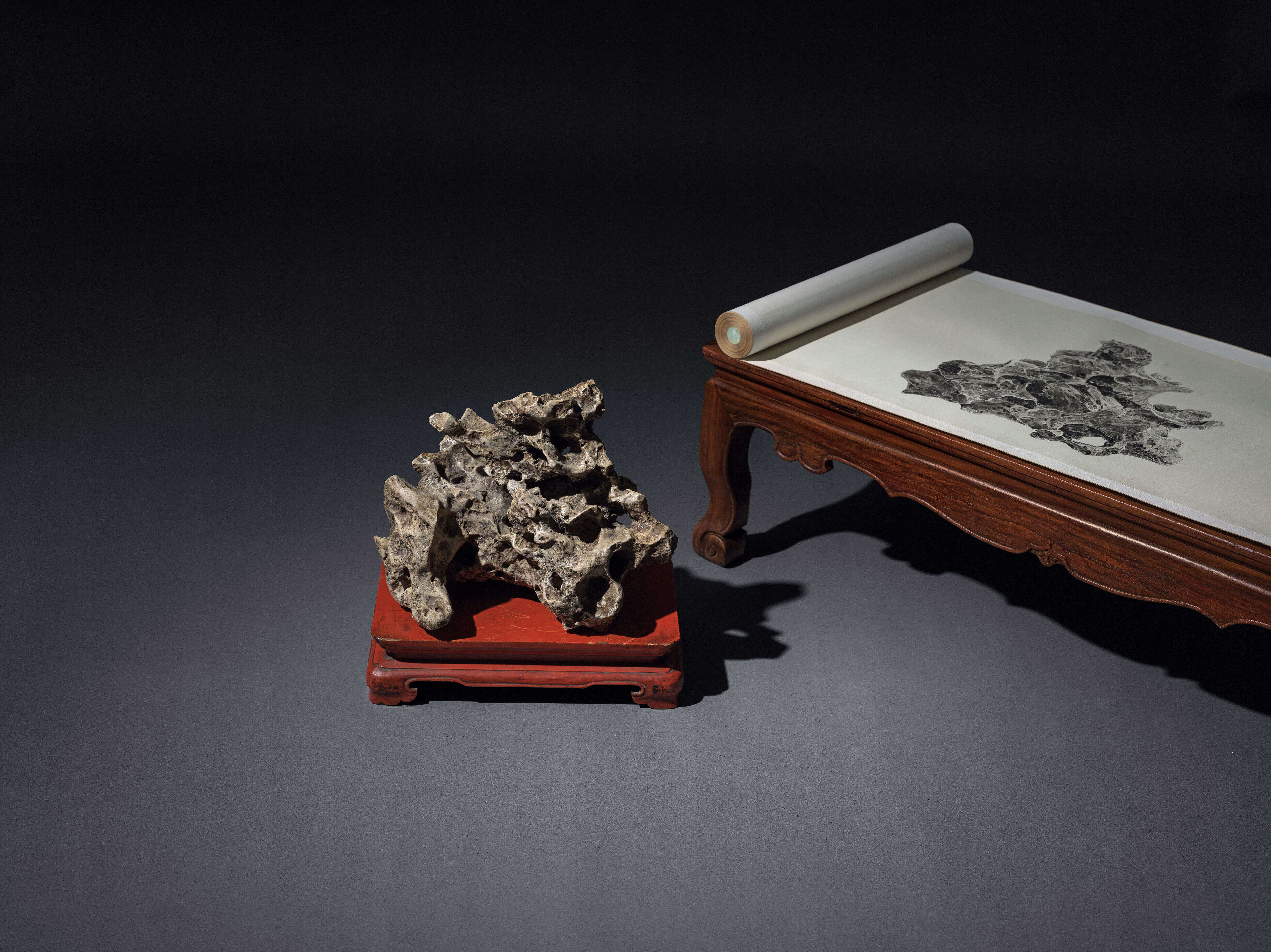 泰祥洲繪“九面觀石圖”及賞石(當代)