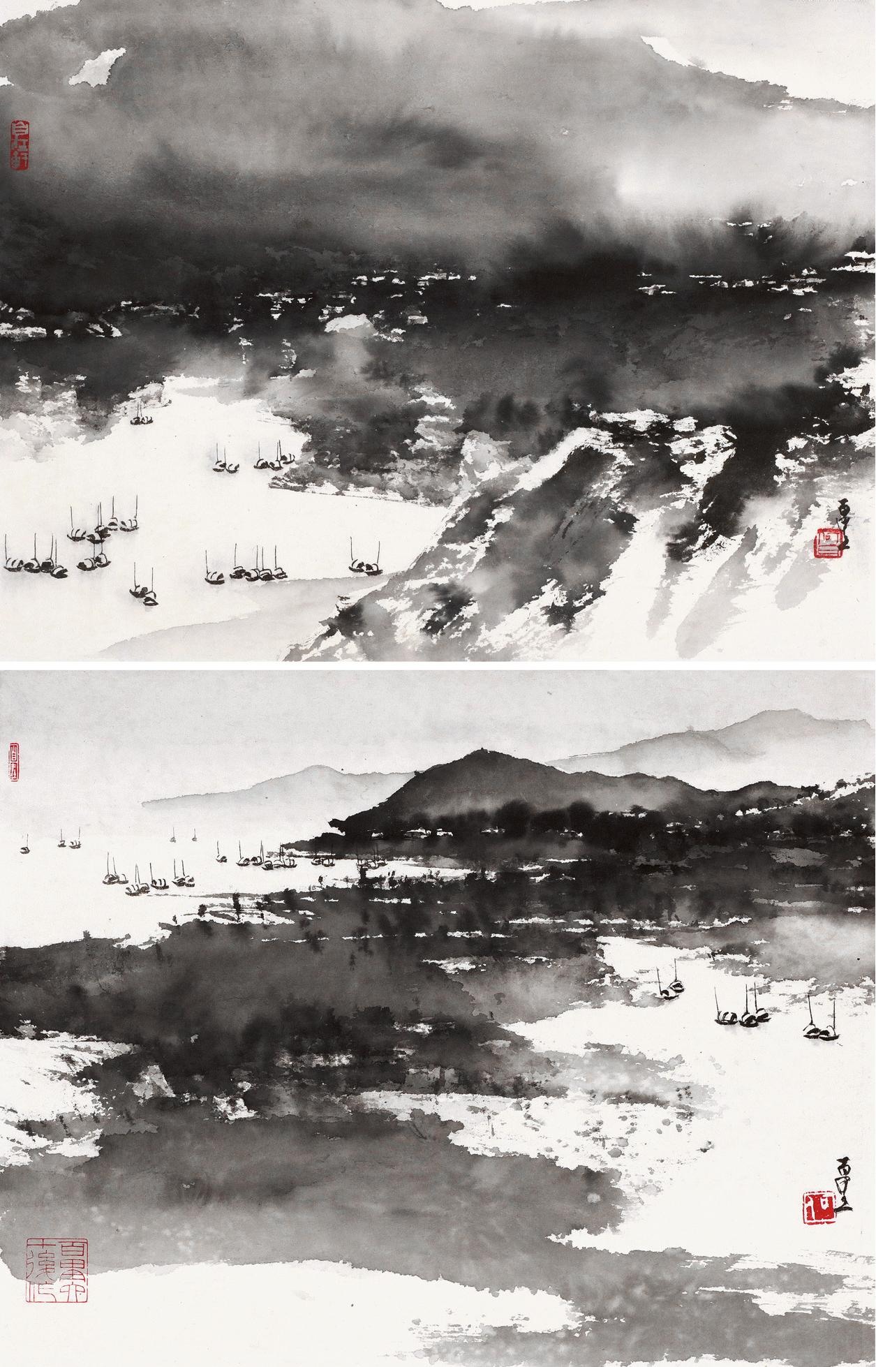 何百里（B.1945） 2013年作 百里香江 鏡心 水墨紙本