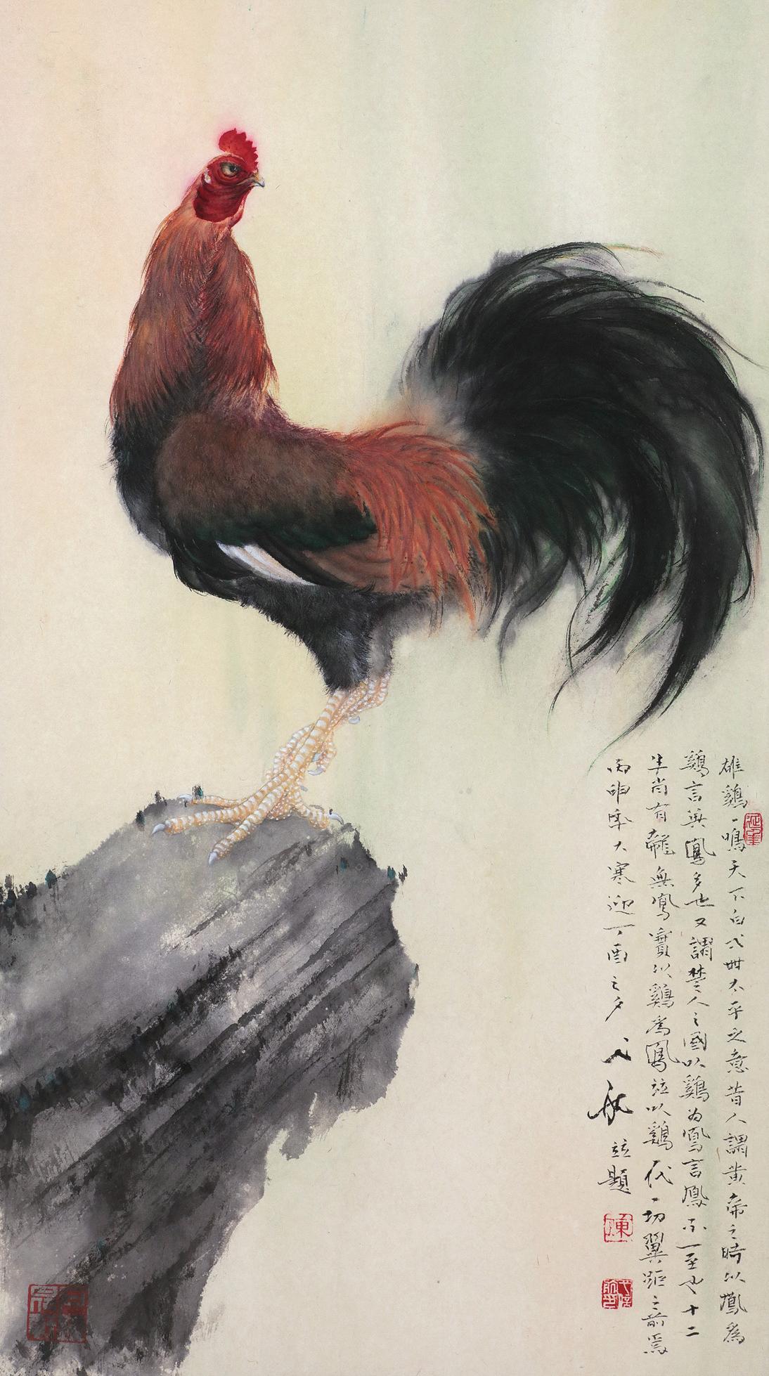 陳弋航（B.1973） 2016年作 雄雞 鏡心 設色紙本