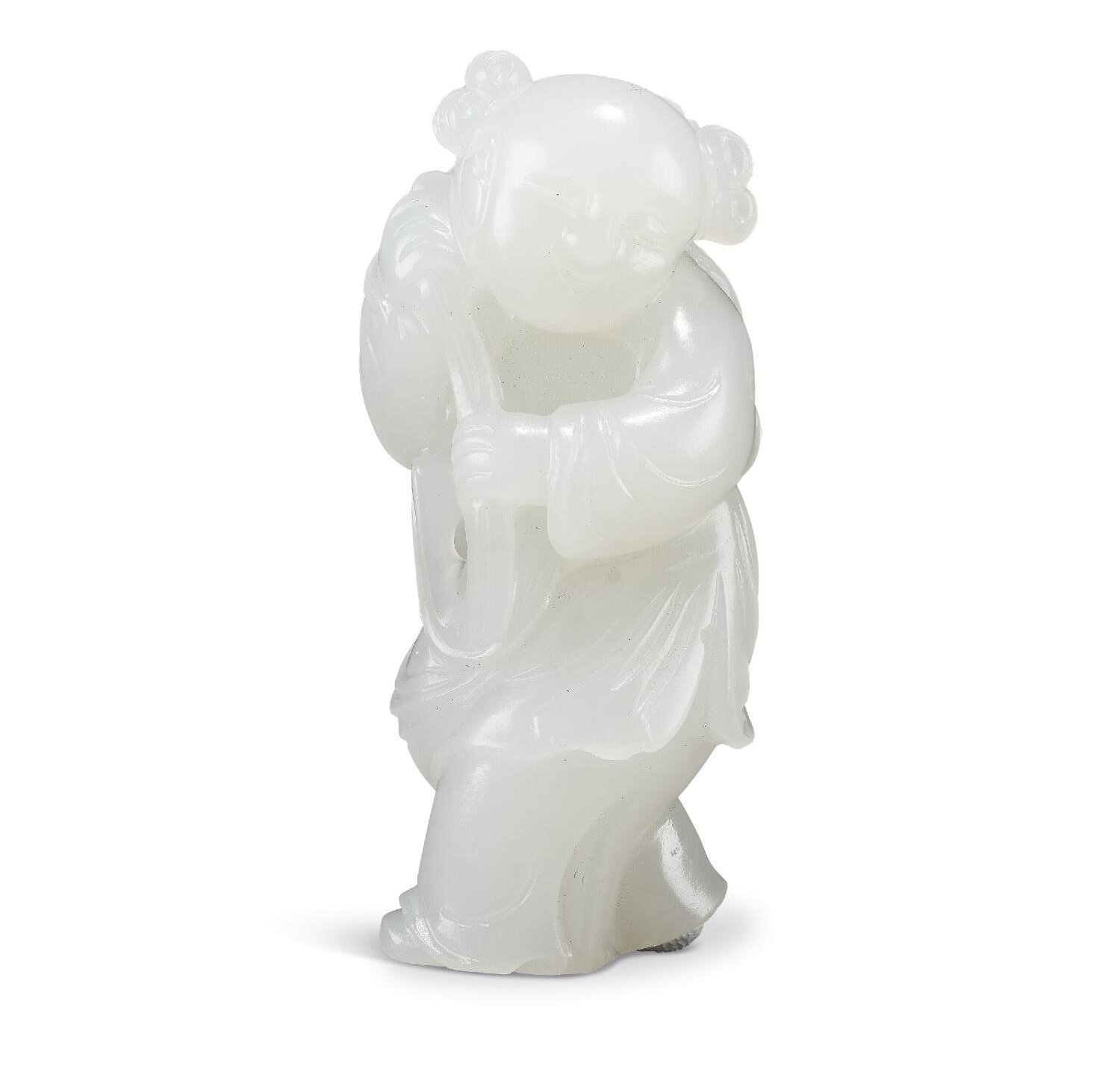 清十八世紀 白玉連生貴子把件