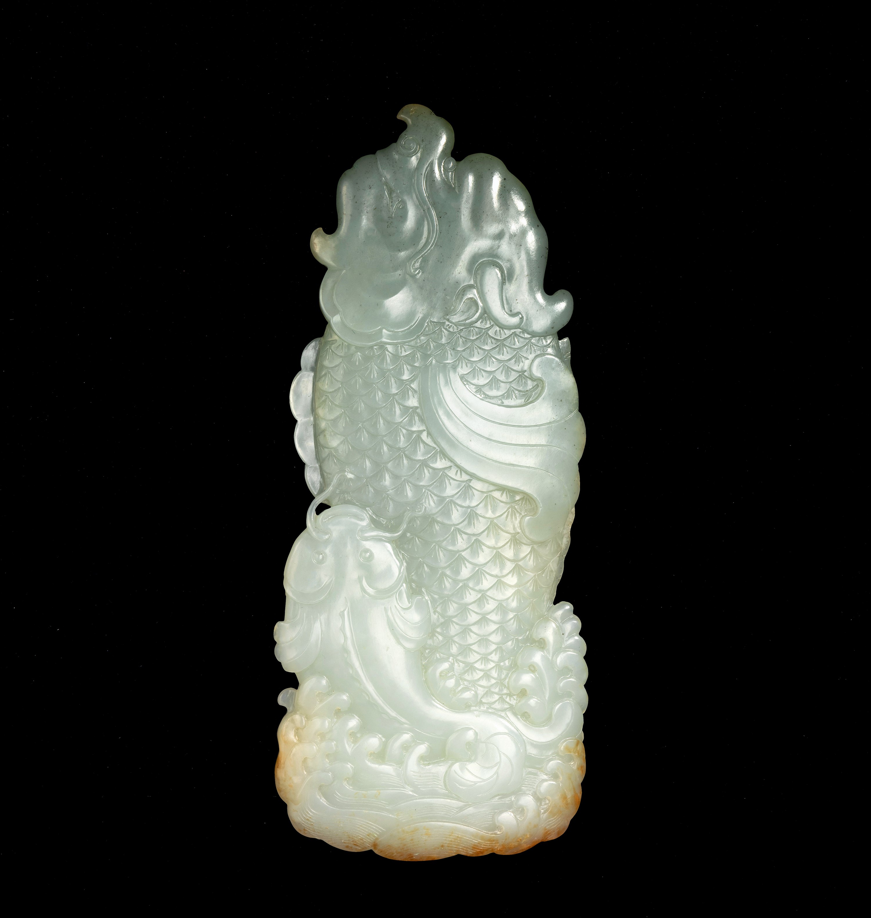 "白玉魚化龍擺件(清乾隆) "