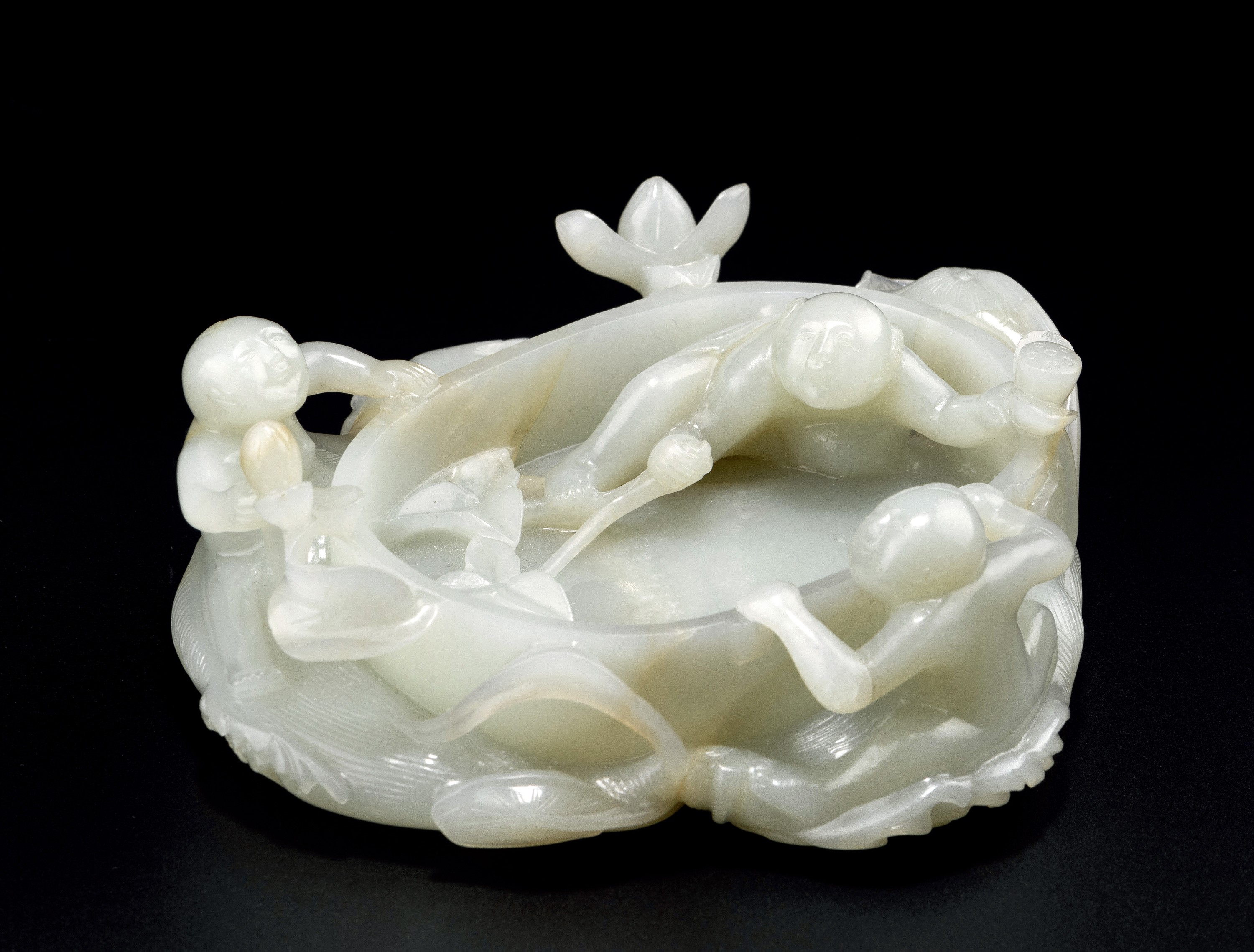 "青白玉三童洗(清) "