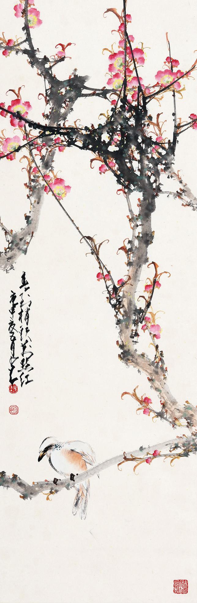 趙少昂（1905～1998） 1980年作 春到梢頭萬點紅 立軸 設色紙本