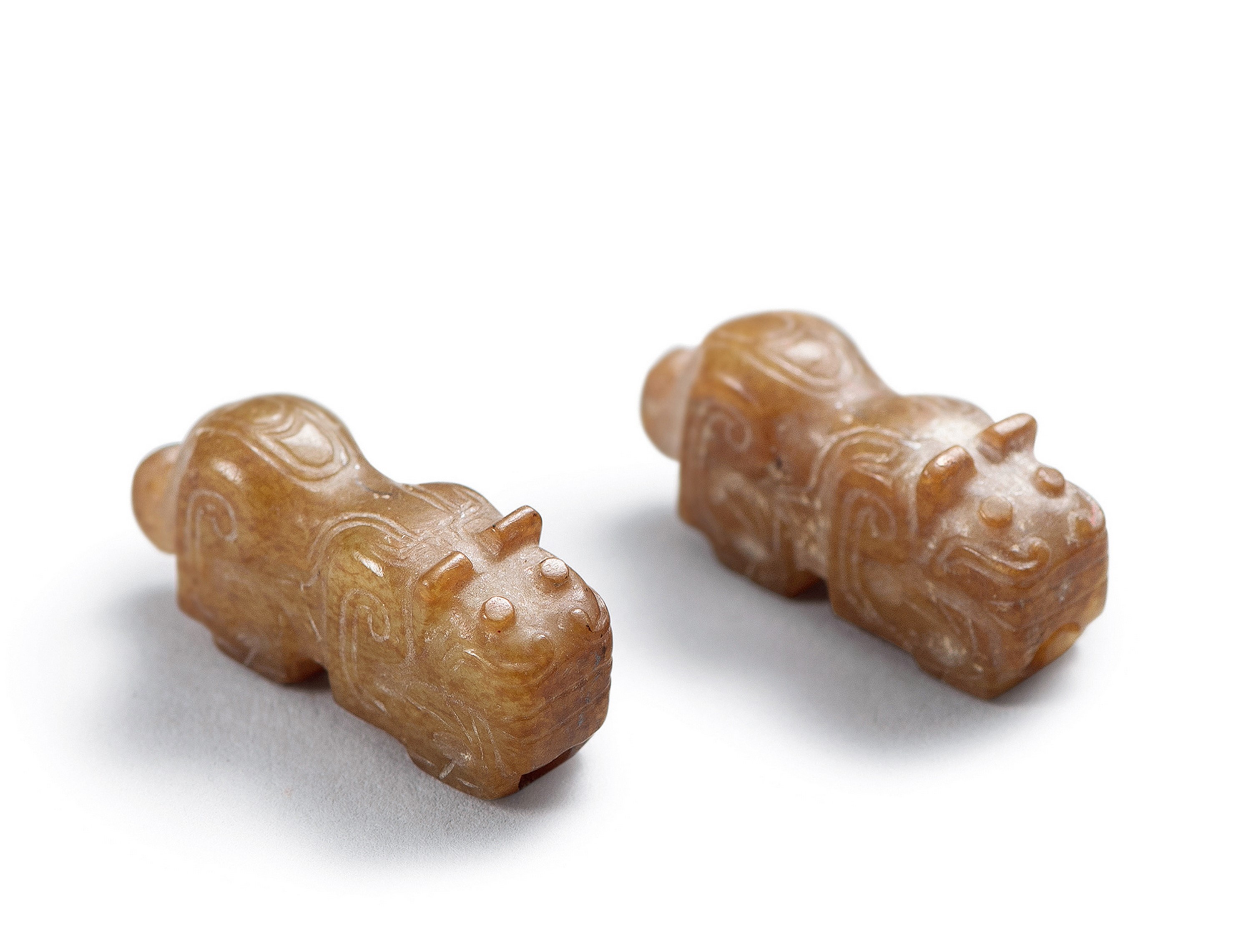 "西周 玉虎一對"